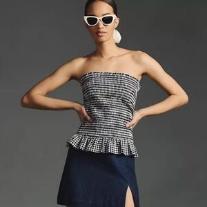 Anthropologie Black and White Gingham Mini Skirt